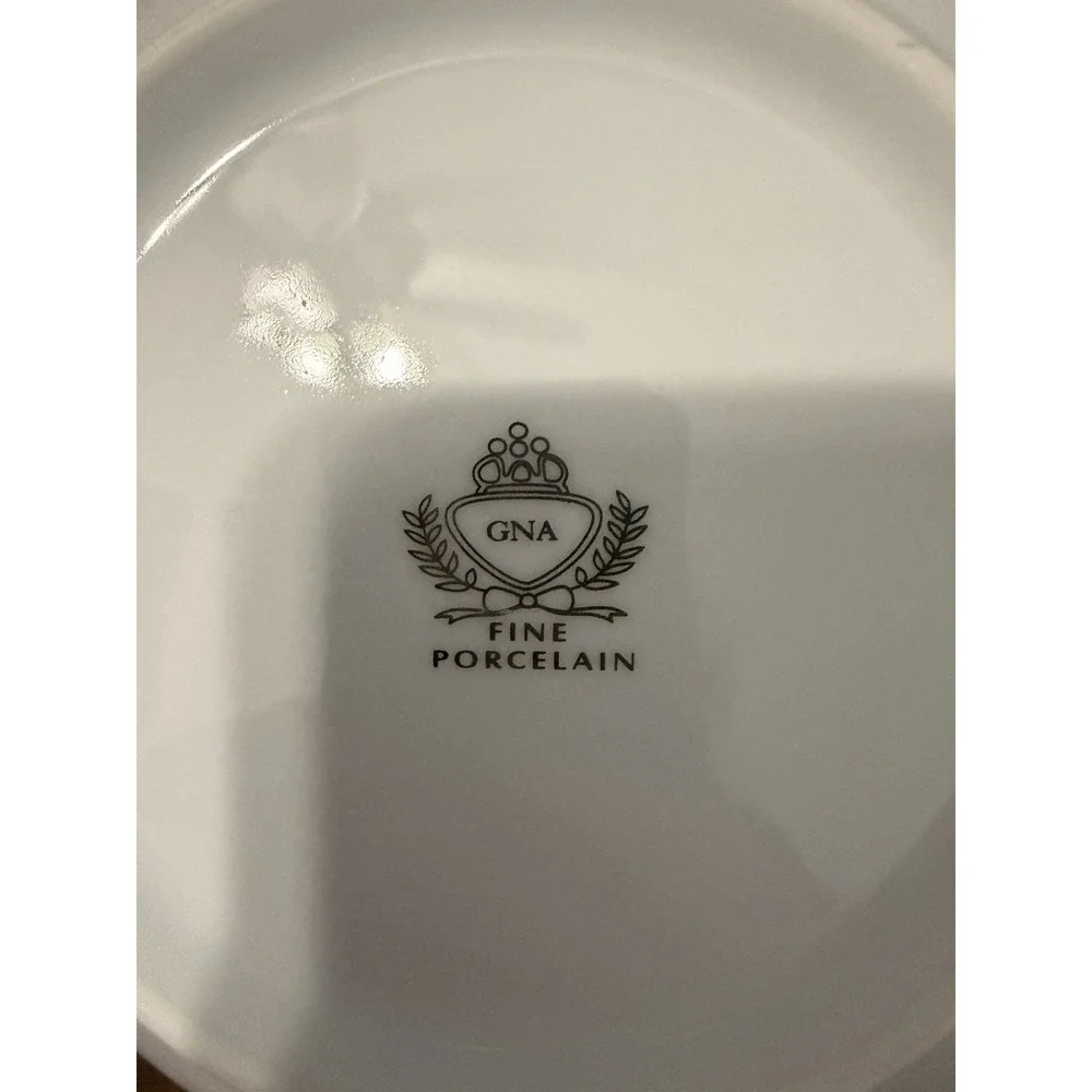 Vintage GNA Fine Porcelain GNA9 Gold Encrusted Rimmed Serving Bowl 9.5